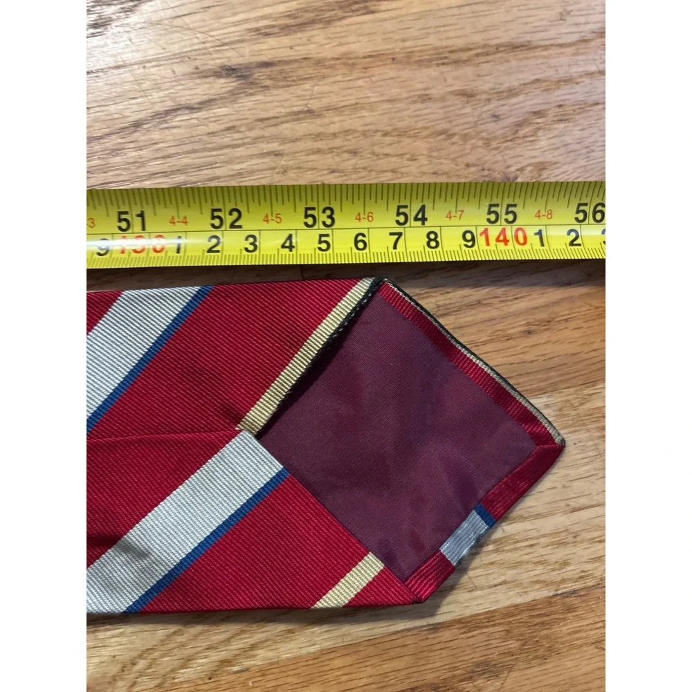 Polo By Ralph Lauren Mens Red Striped Silk Tie Classic Necktie Made In USA